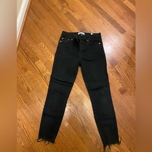 Daze Denim Distressed Hem Black Skinny Jeans